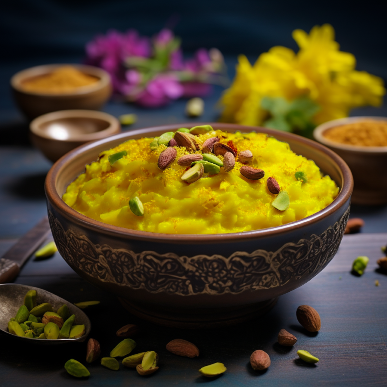 Read more about the article Safran-durchzogener Kardamom-Reispudding mit Pistazien